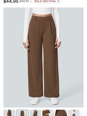 HALARA High-Rise Wide Leg Trousers in Brown